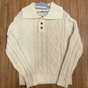 Vintage Sears Kings Road Cream Cable Knit Sweater